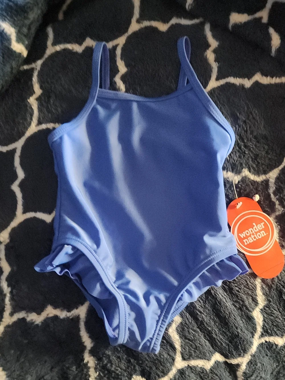 wonder nation Blue Ruffle One-Piece Girls' Swimsuit Size 12m